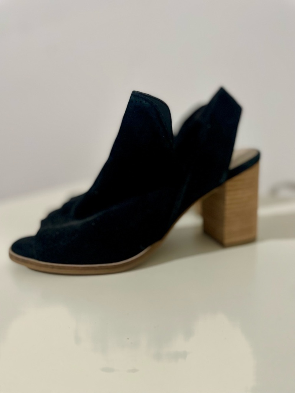 Cole Haan Black Suede Slingback Block Heel Sandals Size 10